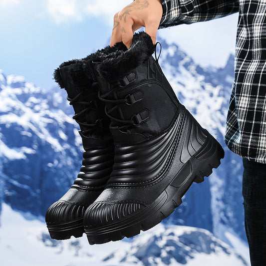 Mens Plus-Size Snow Boots With Fleece Lining For Extra Warmth And Thickness
