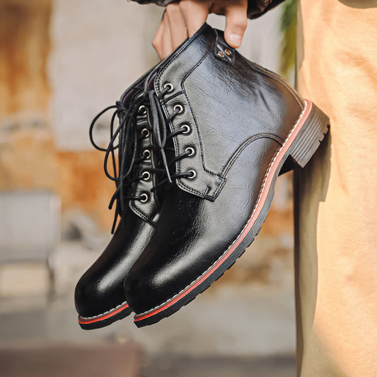 Men's Retro Lace-up Western Boots