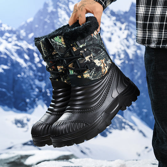 Mens Plus-Size Snow Boots With Fleece Lining For Extra Warmth And Thickness
